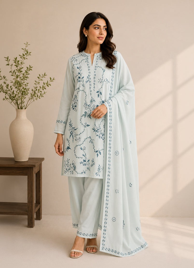 Embroidered 3 PC Suit