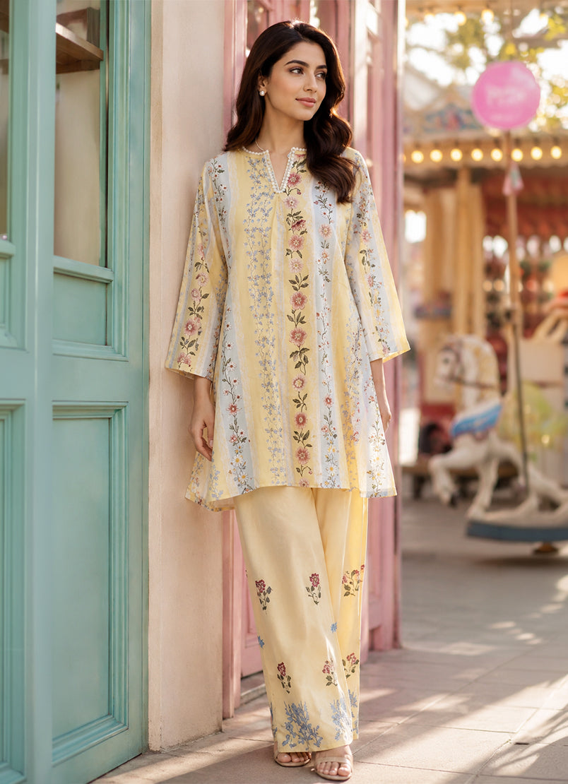 Printed Solid CO-ORD Set