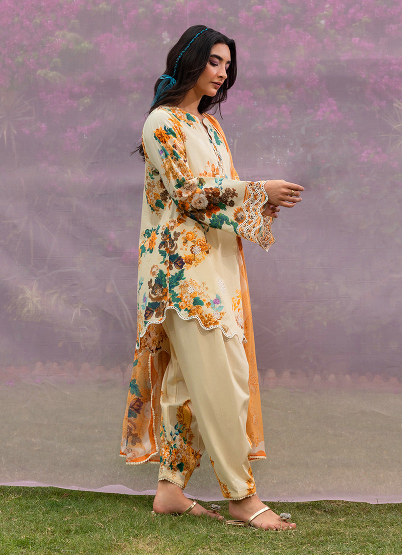 Printed Emb 3 PC Suit