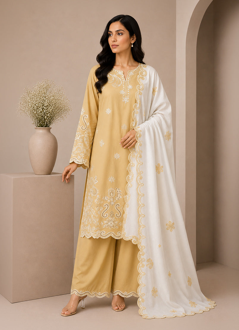 Embroidered 3 PC Suit