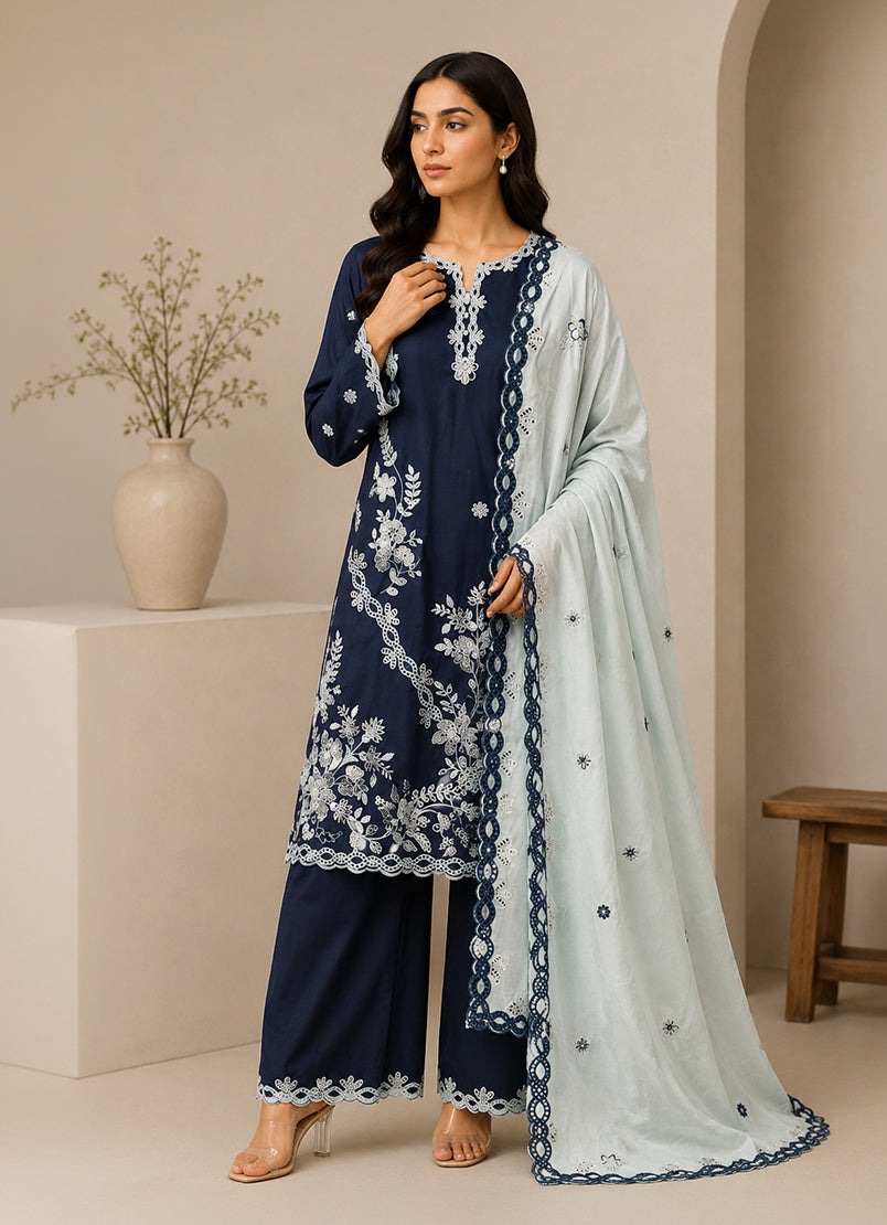 Embroidered 3 PC Suit