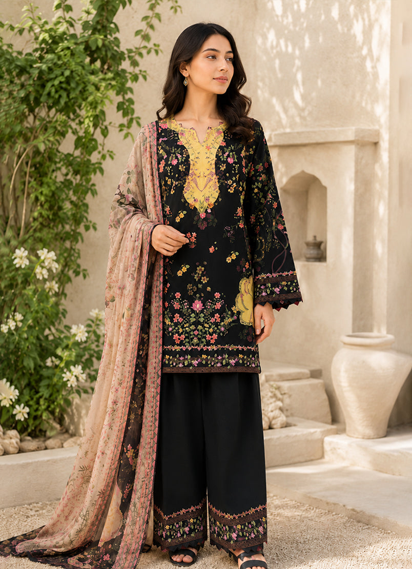 Solid Printed 3 PC Suit