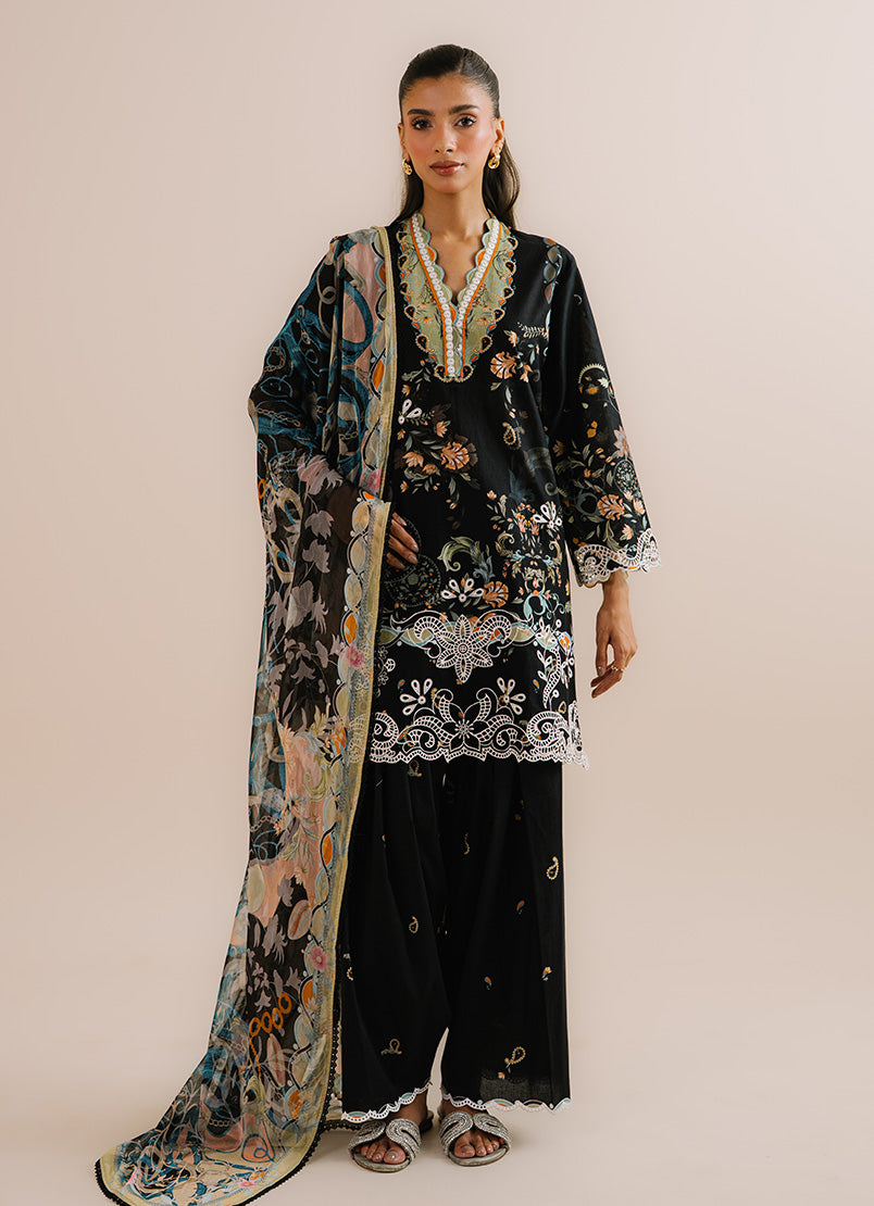 Printed Embroidered 3 PC Suit
