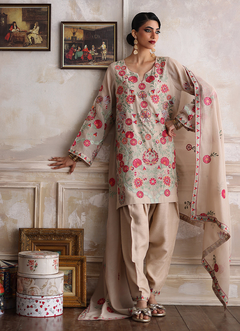 3PC Embroidered Suit