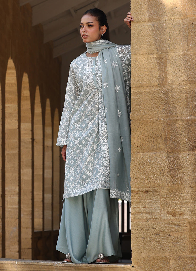 3 PC Kora Embroidered Suit