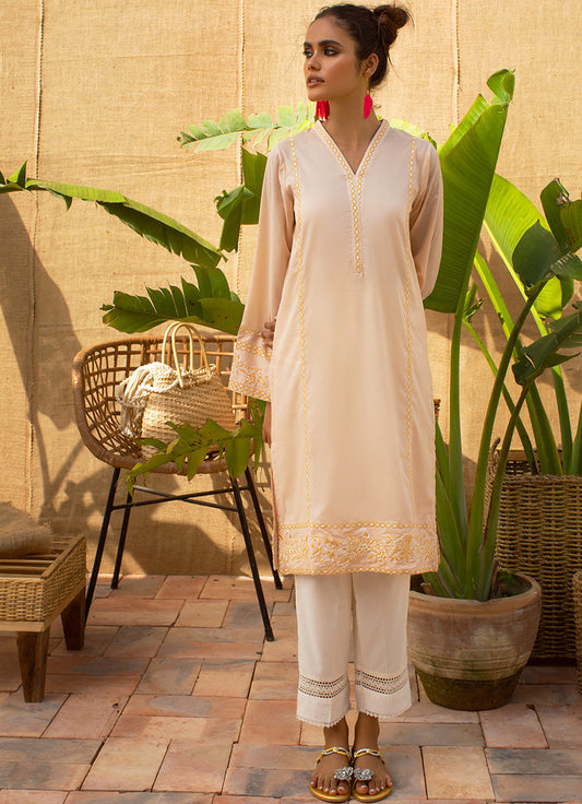 Sand Embroidered  Kurta - Embroidered