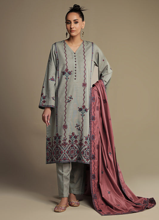 3 PC khaddar Embroidered Suit