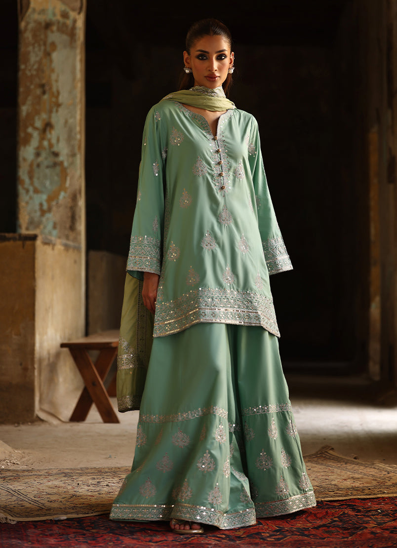 3 PC Amber Gharara Set