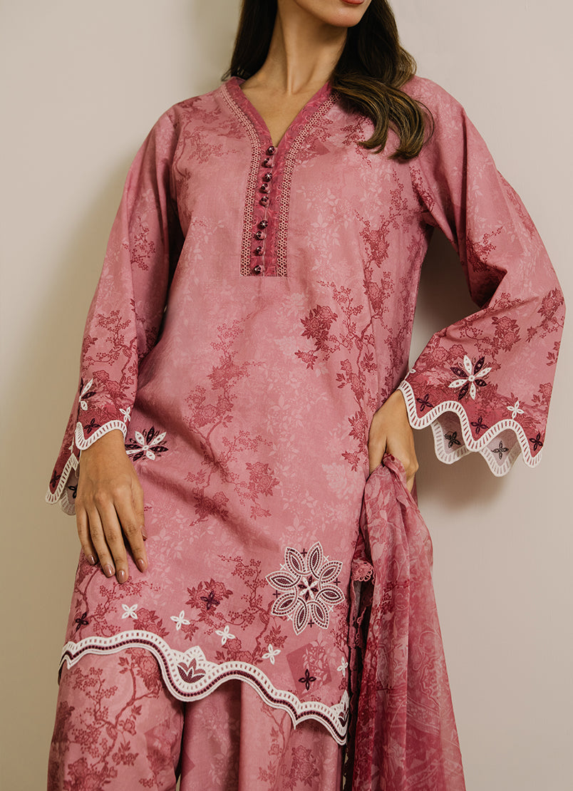 3 PC Printed Embroidered Suit