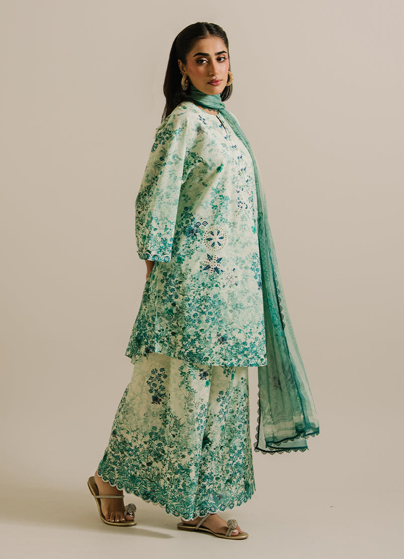 3 PC Printed Embroidered Suit