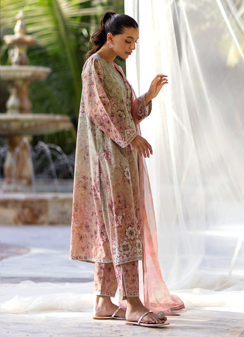 3 PC Embroidered Printed Suit