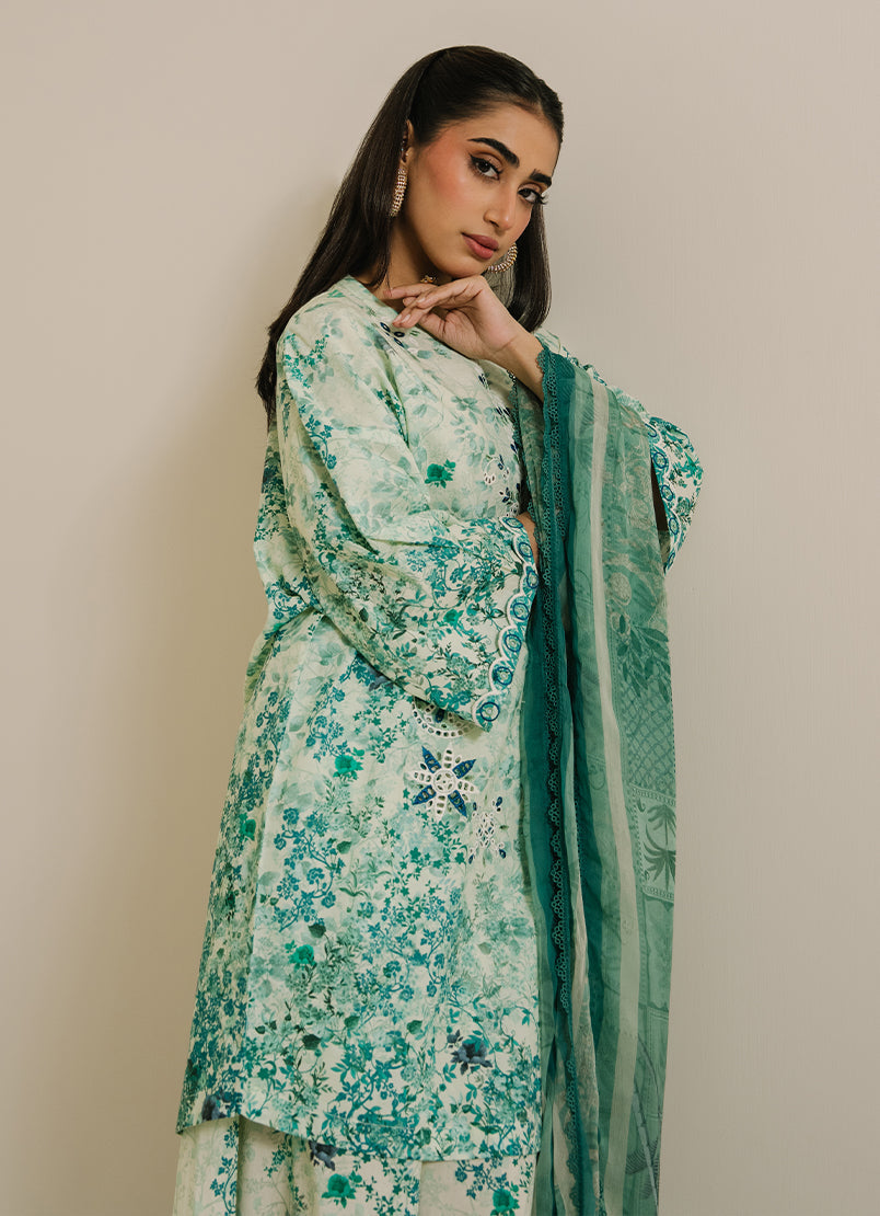 3 PC Printed Embroidered Suit