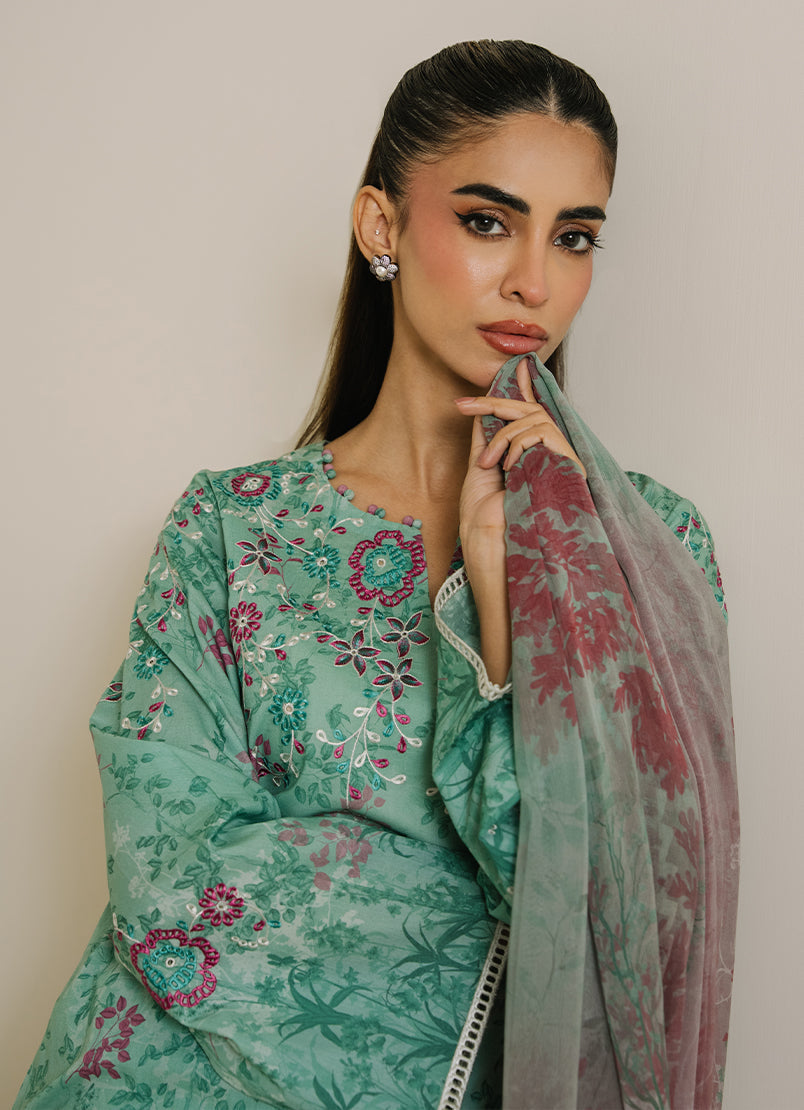3 PC Printed Embroidered Suit
