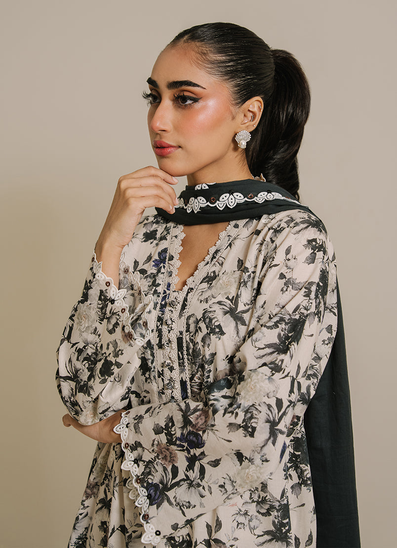3 PC Printed Embroidered Suit