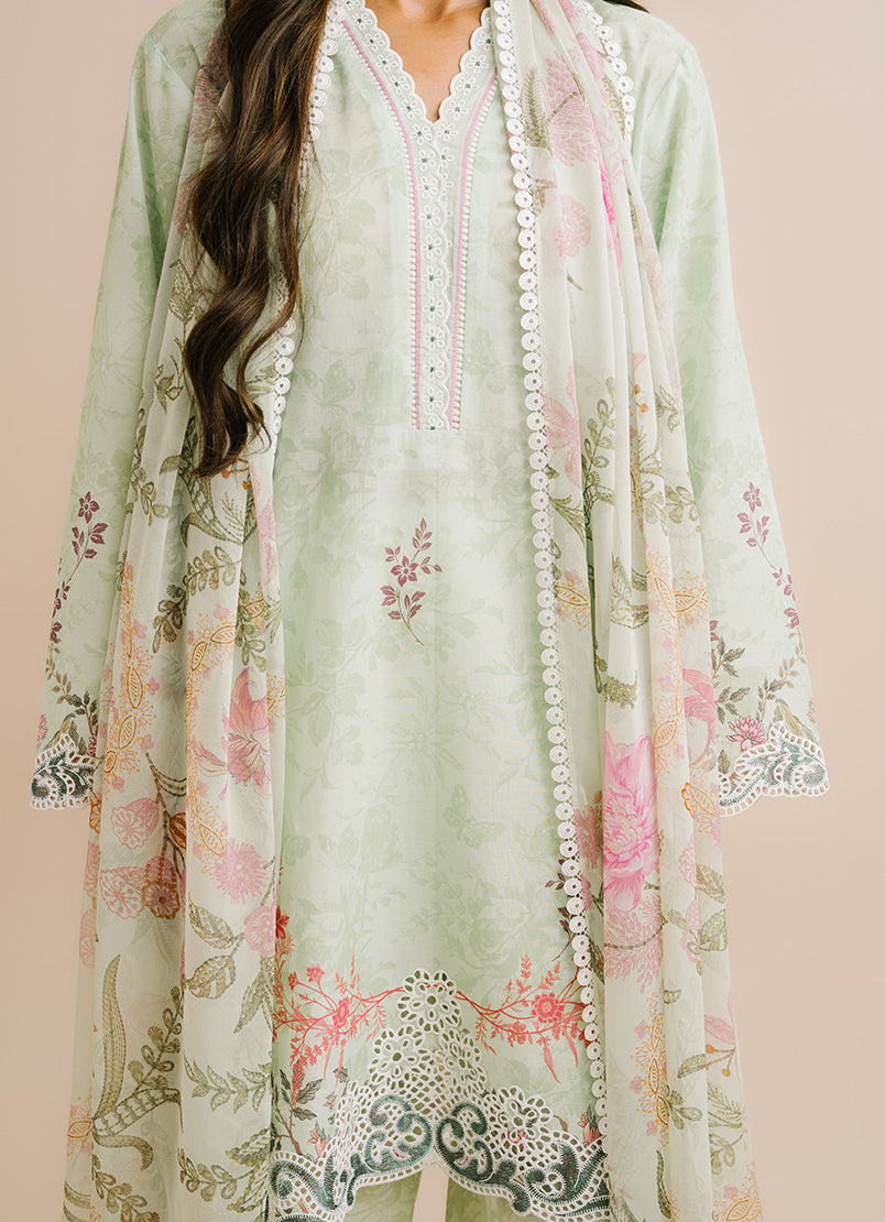 Printed Embroidered 3 PC Suit