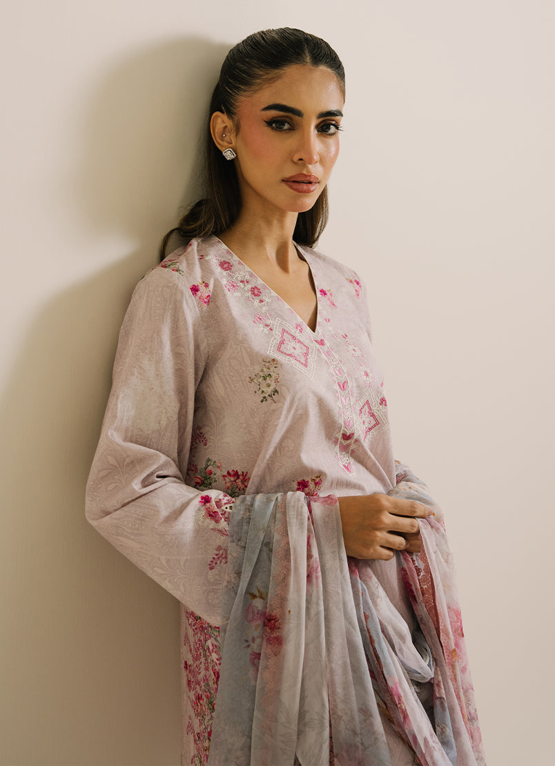 3 PC Printed Embroidered Suit