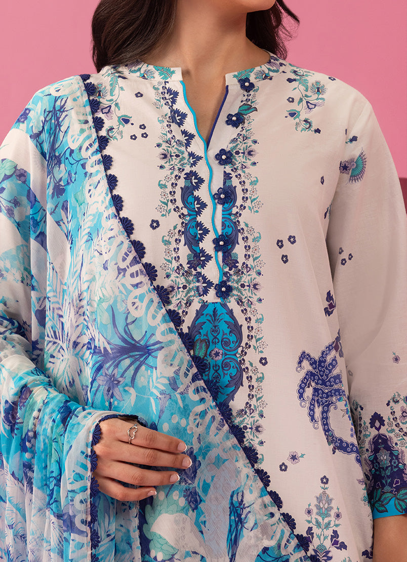 Printed Solid 3 PC Suit