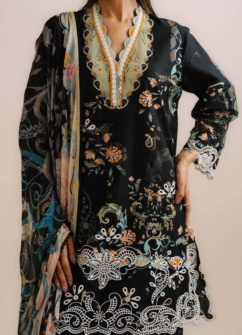 Printed Embroidered 3 PC Suit