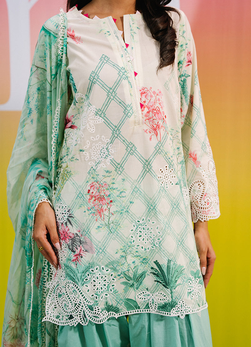 Printed Embroidered 3 PC Suit