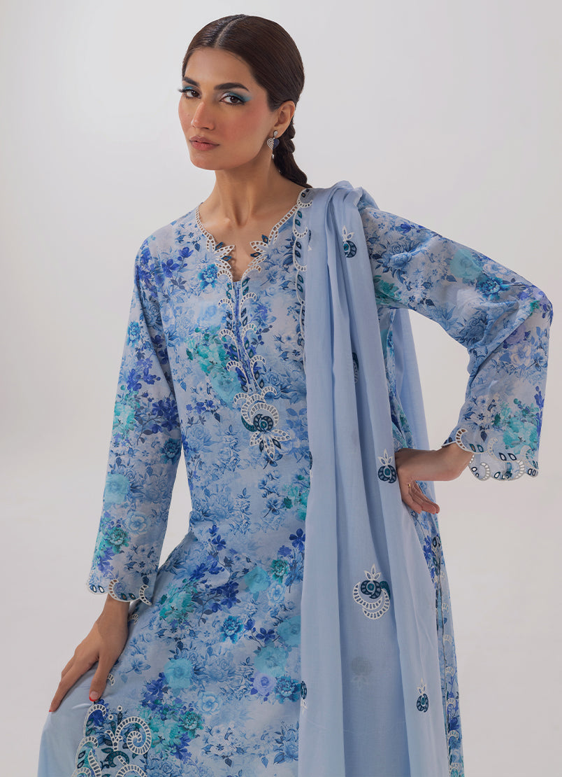 3 PC Embroidered Printed Suit