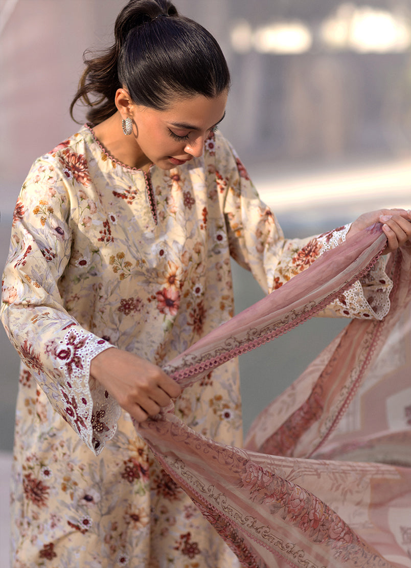 3 PC Embroidered Printed Suit