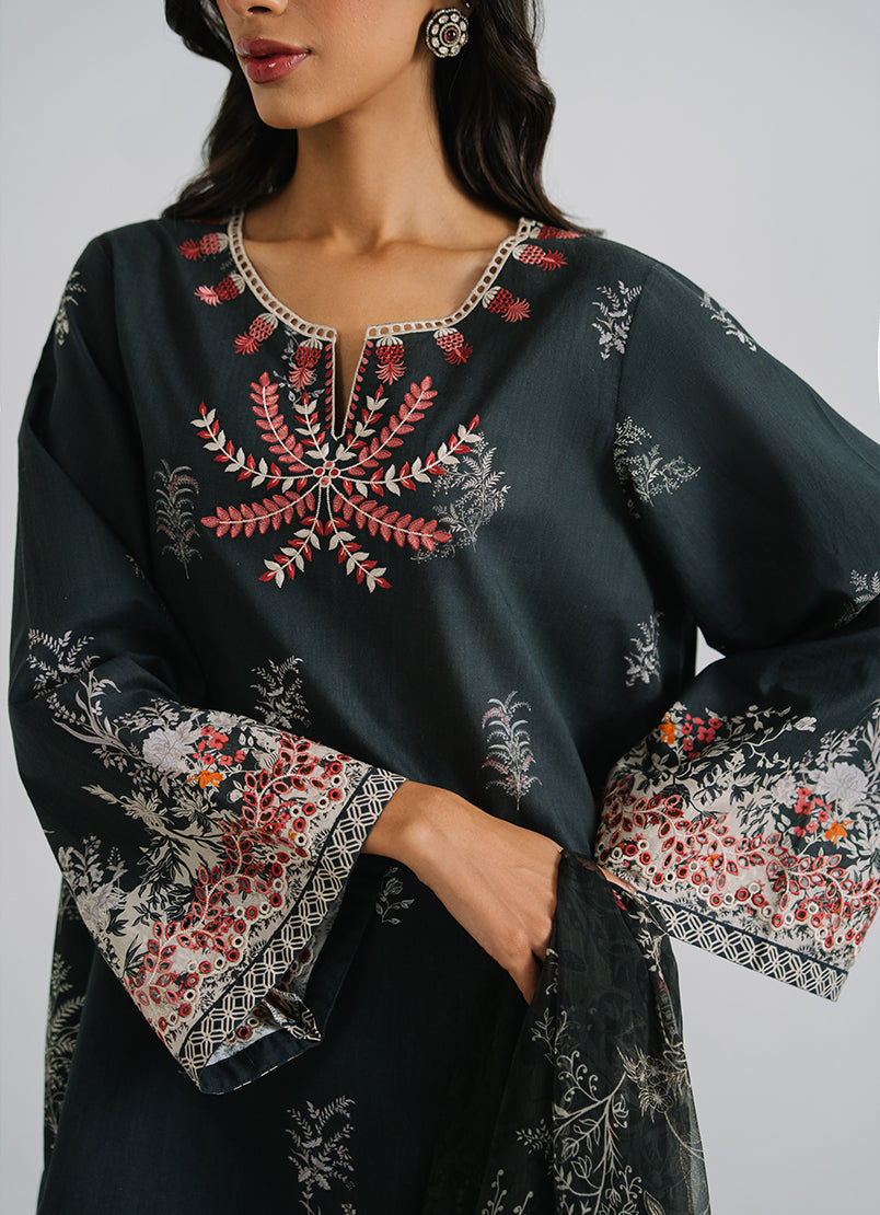 3 PC Printed Embroidered Suit