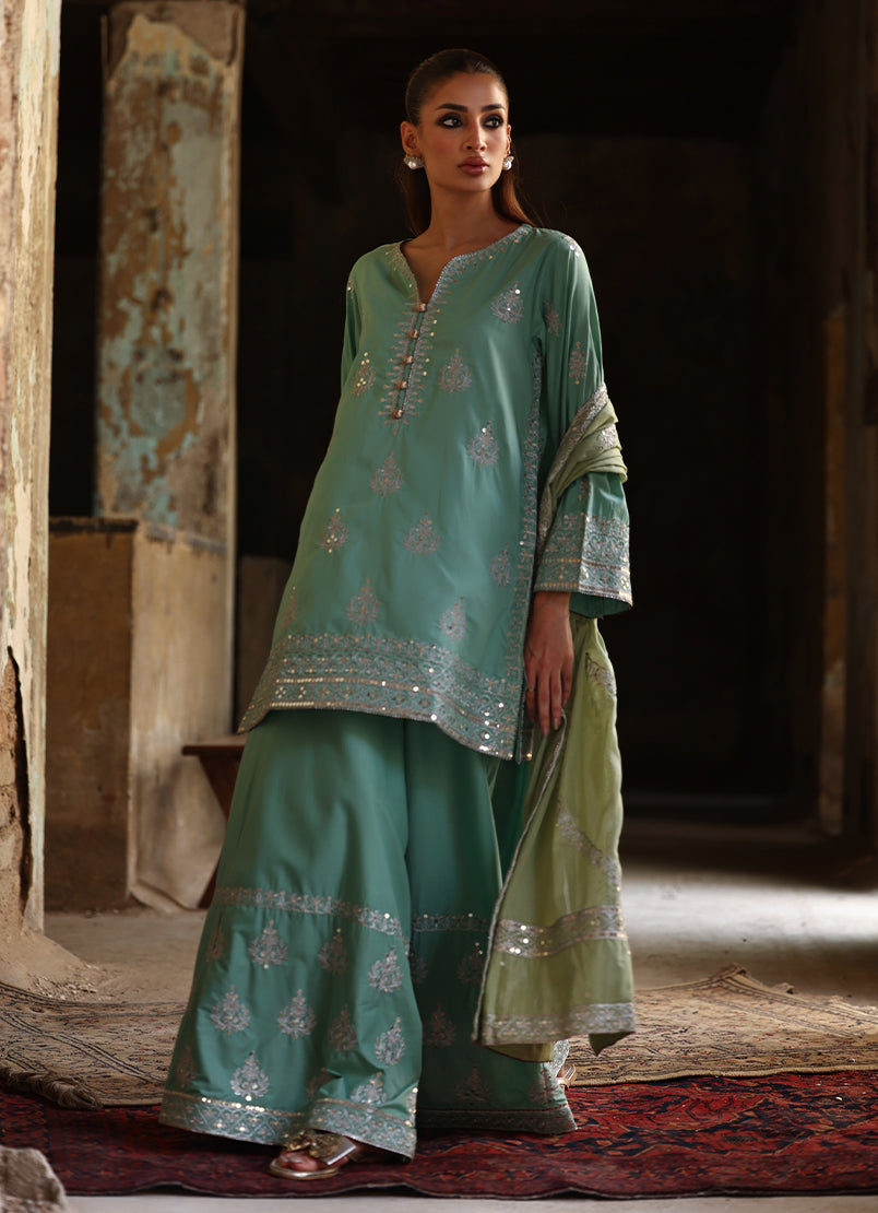 3 PC Amber Gharara Set