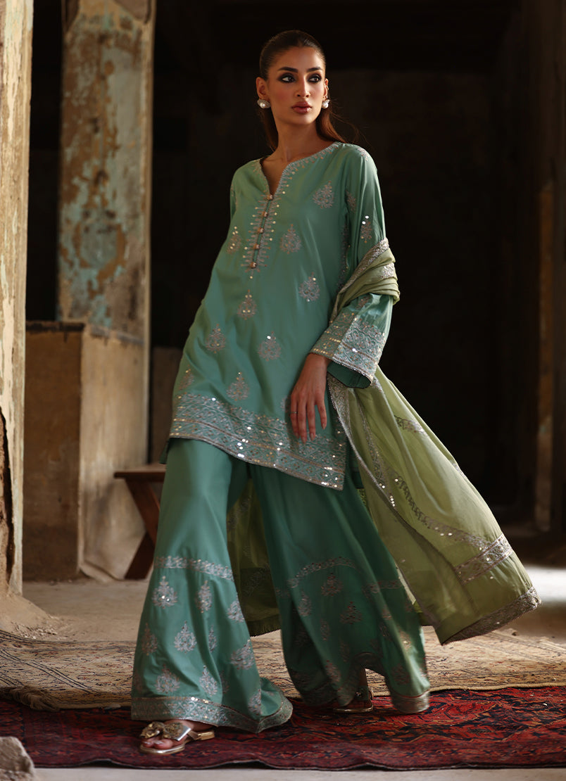 3 PC Amber Gharara Set