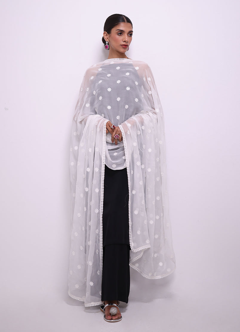 Embroidered Lace Dupatta