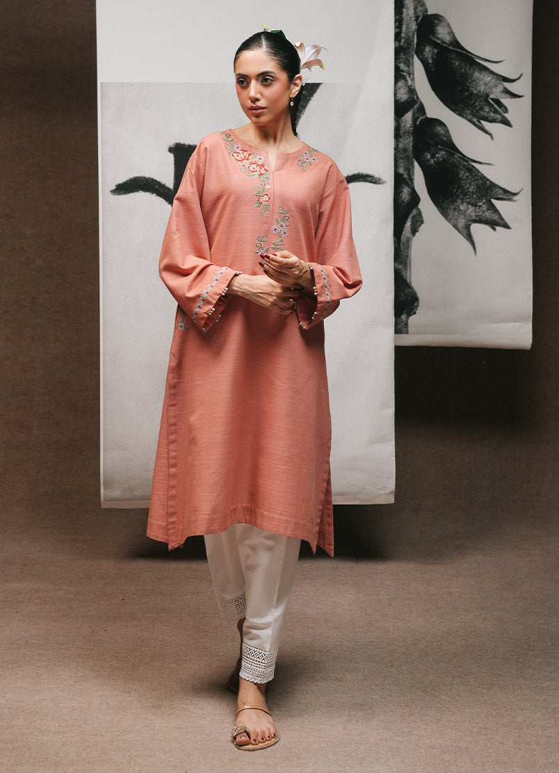 Khaddar Embroidered Kurta