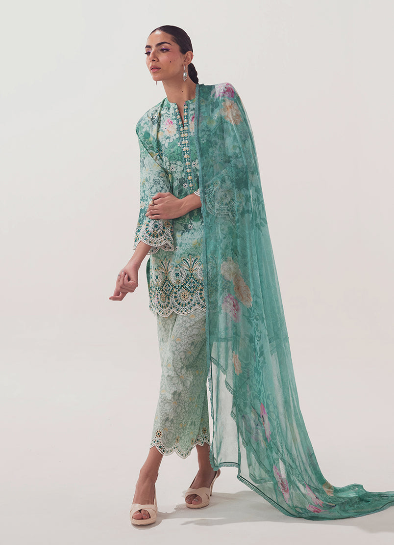 3 PC Embroidered Printed Suit