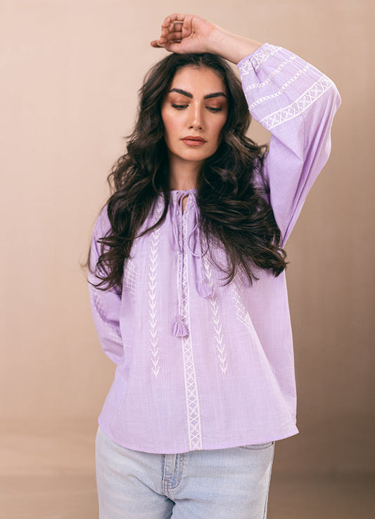 Lavendar Embroidered Top