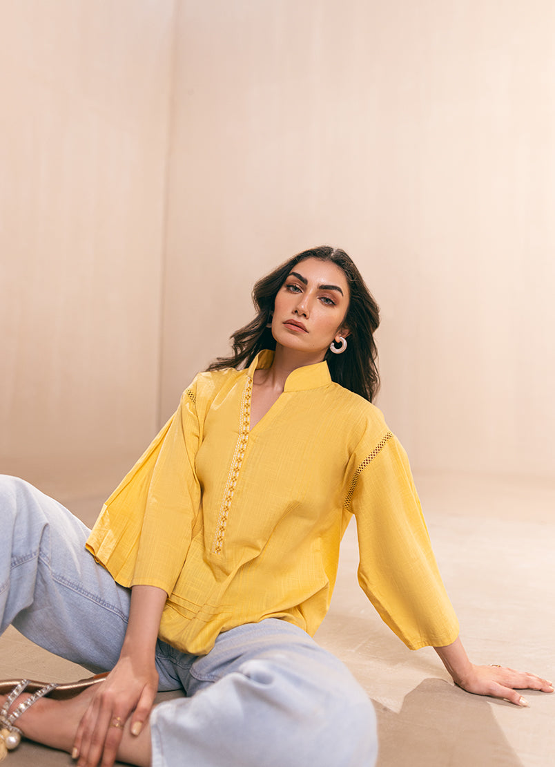 Yellow Embroidered Shirt